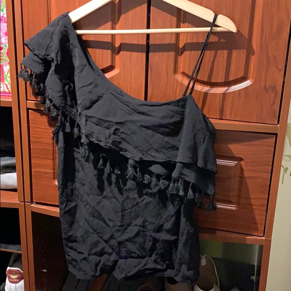 Francesca’s one shoulder tassel top